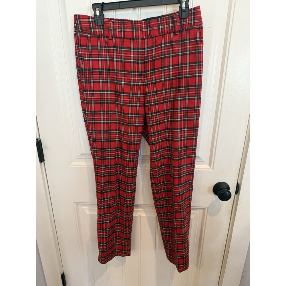 NEW $159 TALBOTS Red Apple Cider Plaid Wool-Blend Hampshire Ankle Pants Sz 4